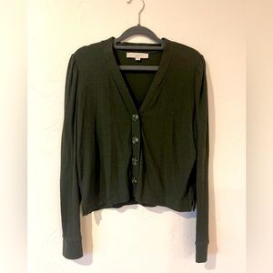 Olive green cardigan shirt, size S